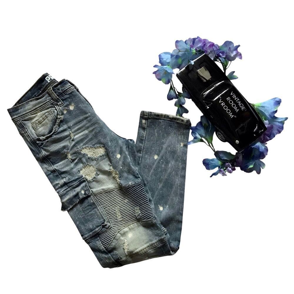 Preme NWOT Light Stone Wash Distressed Skinny Jeans Men 32